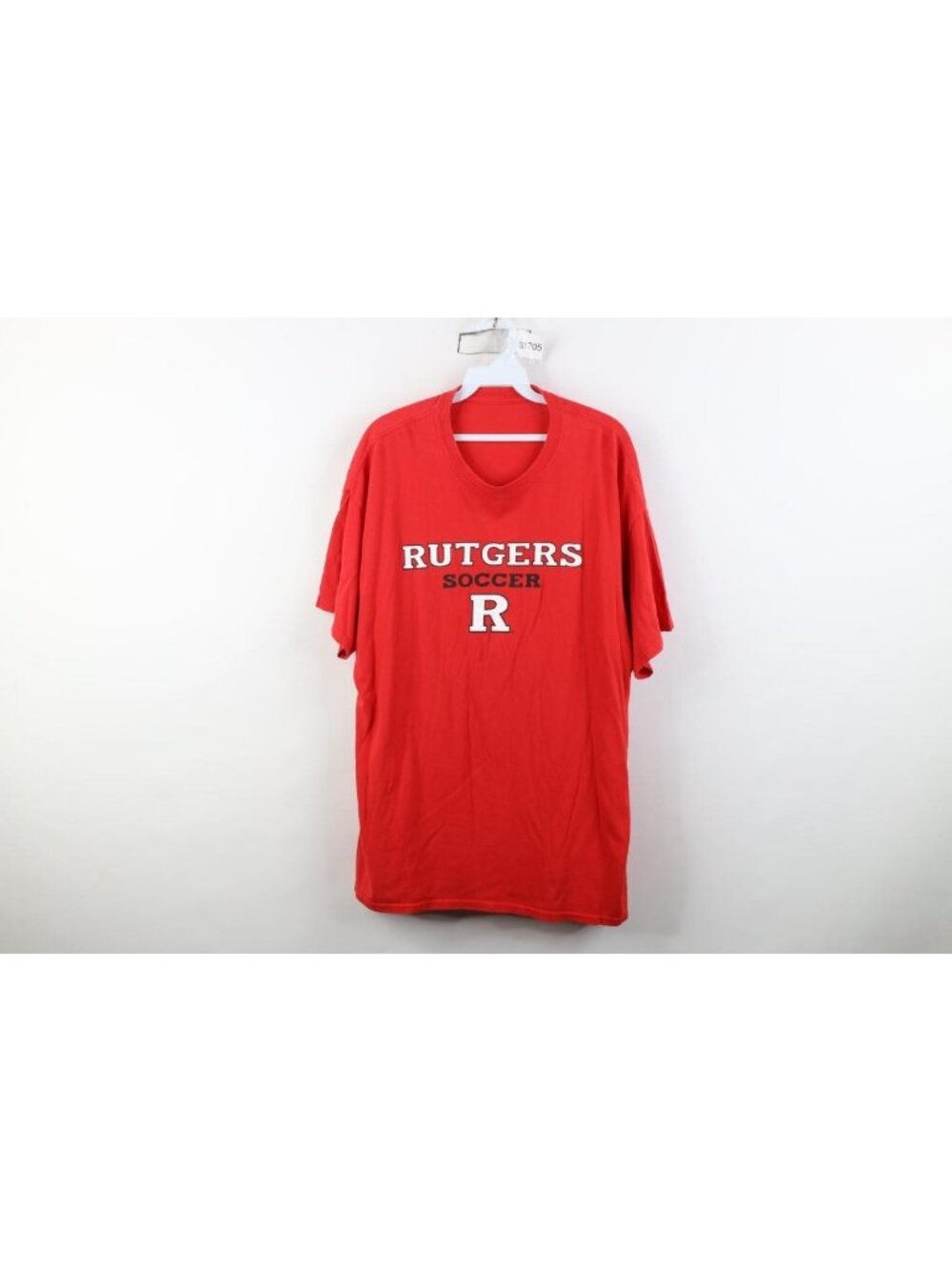 Vintage Mens XL Team Issued Rutgers University Soccer Short Sleeve T-Shirt Red